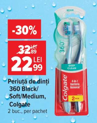 Periuță de dinți 360 Black/Soft/Medium, Colgate