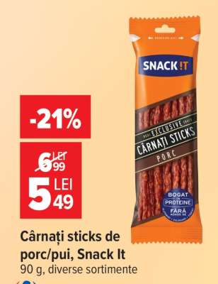 Cârnați sticks de porc/pui, Snack It