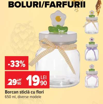 Borcan sticlă cu flori