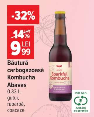 Băutură carbogazoasă Kombucha Abavas