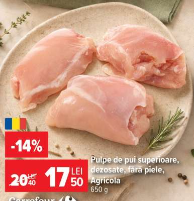 Pulpe de pui superioare, dezosate, fără piele, Agricola