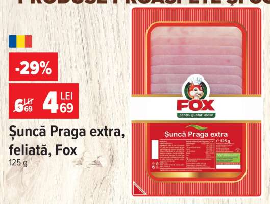 Șuncă Praga extra, feliată, Fox