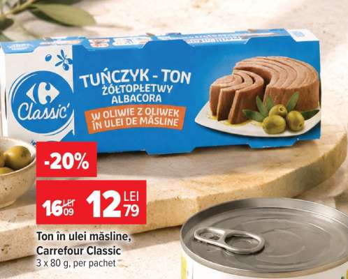 Ton în ulei măsline Carrefour Classic