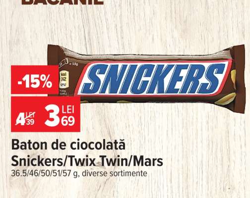 Baton de ciocolată Snickers/Twix Twin/Mars
