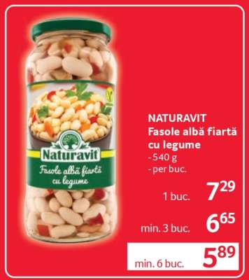 NATURAVIT Fasole albă fiartă cu legume