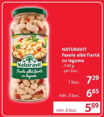 NATURAVIT Fasole albă fiartă cu legume