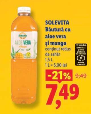 SOLEVITA Băutură cu aloe vera și mango