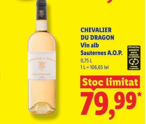 CHEVALIER DU DRAGON Vin alb Sauternes A.O.P.