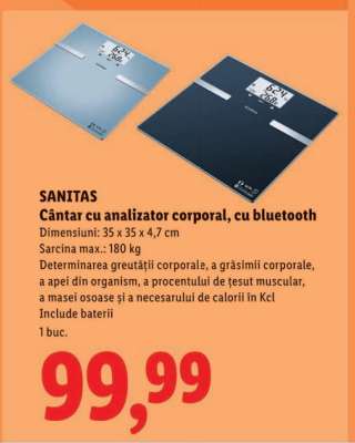 SANITAS Cântar cu analizator corporal, cu bluetooth
