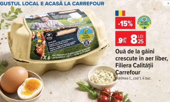 Ouă de la găini crescute în aer liber Filiera Calității Carrefour
