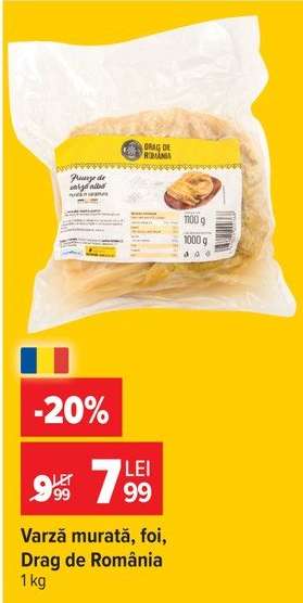 Varză murată, foi, Drag de România