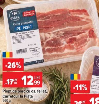 Piept de porc cu os, feliat, Carrefour la Piață