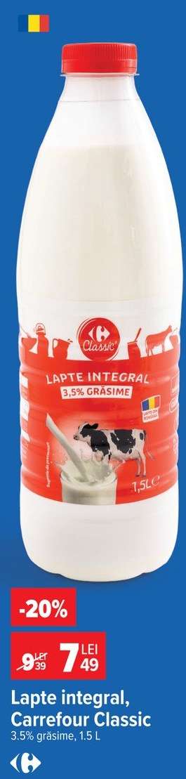 Lapte integral, Carrefour Classic