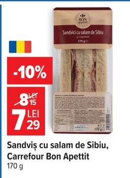 Sandviș cu salam de Sibiu, Carrefour Bon Apetit