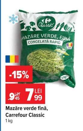Mazăre verde fină Carrefour Classic