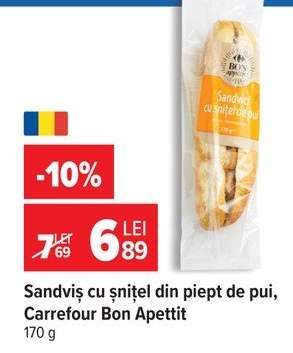 Sandviș cu șnițel din piept de pui, Carrefour Bon Apettit