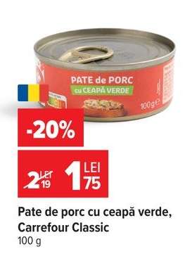 Pate de porc cu ceapă verde, Carrefour Classic