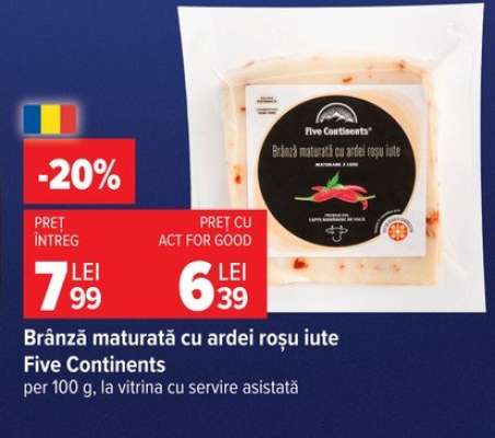 Brânză maturată cu ardei roșu iute Five Continents