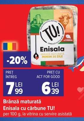Brânză maturată Enisala cu cărbune TU!