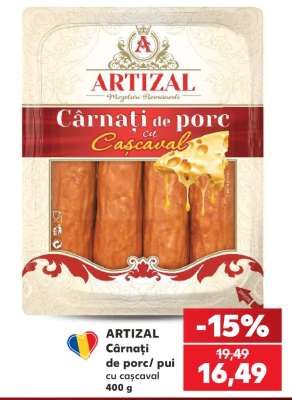 ARTIZAL Cârnați de porc/ pui cu cașcaval