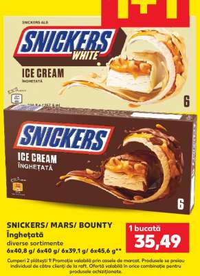 SNICKERS / MARS / BOUNTY înghețată