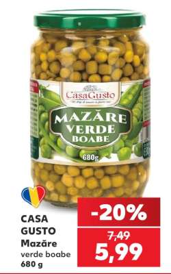 CASA GUSTO Mazăre verde boabe 680 g
