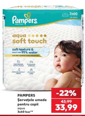 PAMPERS Şerveţele umede pentru copii aqua
