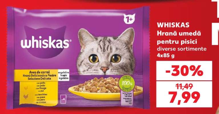 WHISKAS HRANĂ UMEDĂ PENTRU PISICI