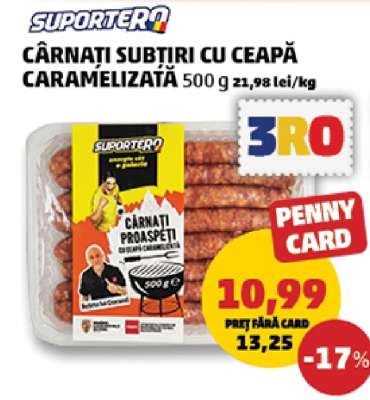 Cârnați subțiri cu ceapă caramelizată