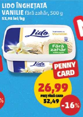 Lido Înghețată Vanilie fără zahăr, 500 g