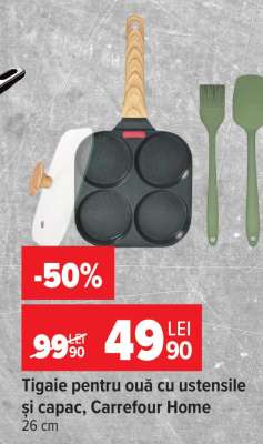 Tigaie pentru ouă cu ustensile și capac, Carrefour Home