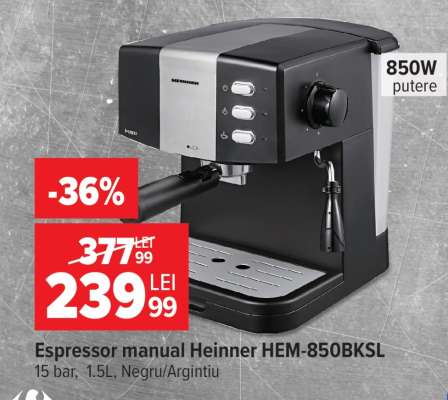 Espressor manual Heinner HEM-850BKSL