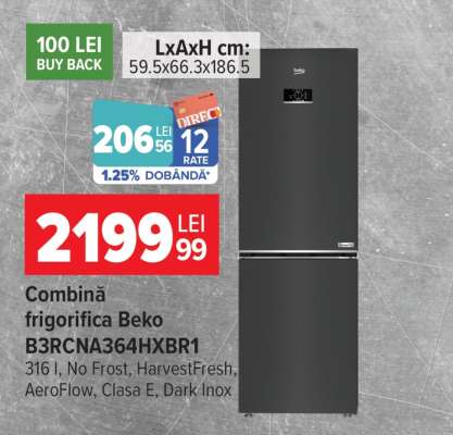 Combină frigorifică Beko B3RCNA364HXBR1