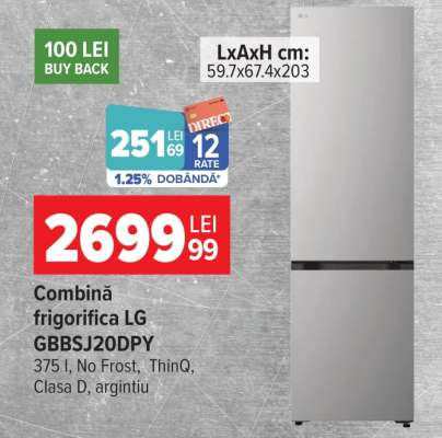 Combină frigorifică LG GBBSJ20DPY