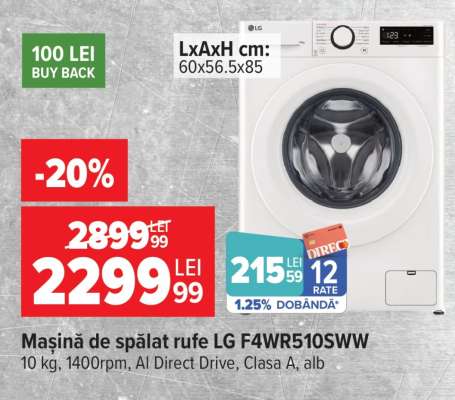 Mașină de spălat rufe LG F4WR510SWW