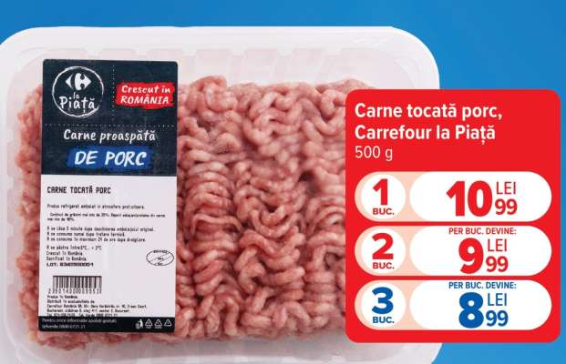 Carne tocată porc, Carrefour la Piață