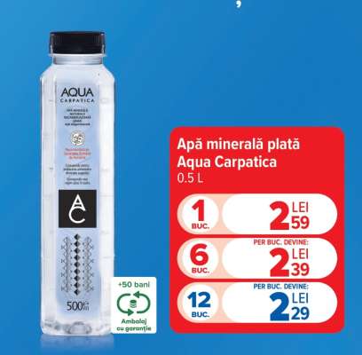 Apă minerală plată Aqua Carpatica 0.5 L