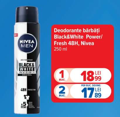 Deodorante bărbați Black&White Power/Fresh 48H, Nivea