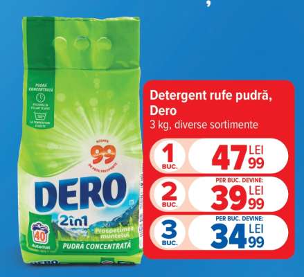 Detergent rufe pudră, Dero