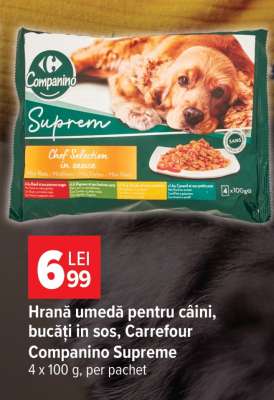 Hrană umedă pentru câini, bucăți in sos, Carrefour Companino Supreme