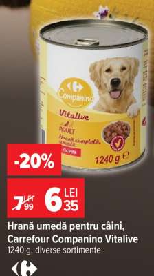 Hrană umedă pentru câini, Carrefour Companino Vitalive
