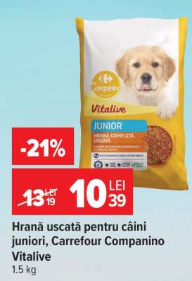 Hrană uscată pentru câini juniori, Carrefour Companino Vitalive