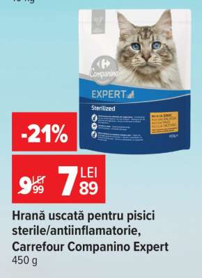 Hrană uscată pentru pisici sterile/antiinflamatorie, Carrefour Companino Expert
