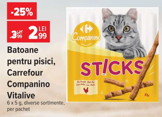 Batoane pentru pisici, Carrefour Companino Vitalive