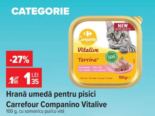 Hrană umedă pentru pisici Carrefour Companino Vitalive