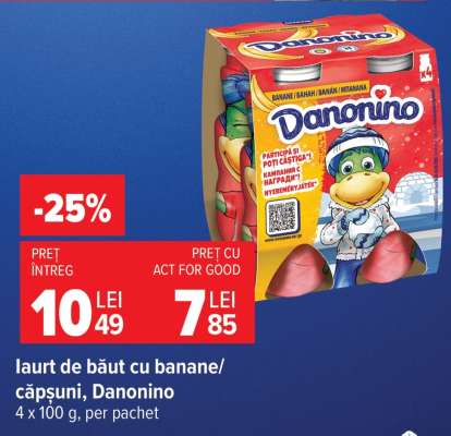Iaurt de băut cu banane/căpșuni, Danonino