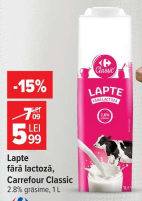 Lapte fără lactoză Carrefour Classic