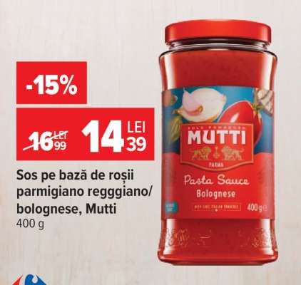 Sos pe bază de roșii parmigiano reggiano/bolognese, Mutti