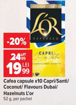 Cafea capsule x10 Capri/Santi/Coconut/Flavours Dubai/Hazelnuts L’or