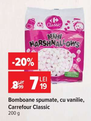 Bomboane spumate, cu vanilie, Carrefour Classic